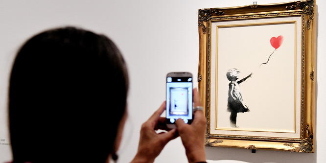 Megsemmisítette magát Banksy egyik képe egy aukción