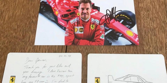 Vettel kézzel írt levélben válaszolt fiatal rajongójának