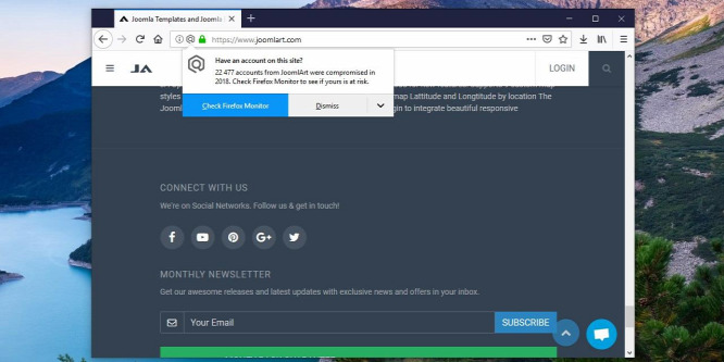 Értesít a feltört webhelyekről a Firefox