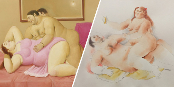 Túlsúlyos szereplőkkel ábrázolja a Kámaszútra szexpózait egy művész (18+)