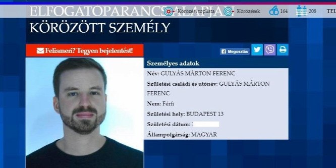 Körözi a rendőrség Gulyás Mártont