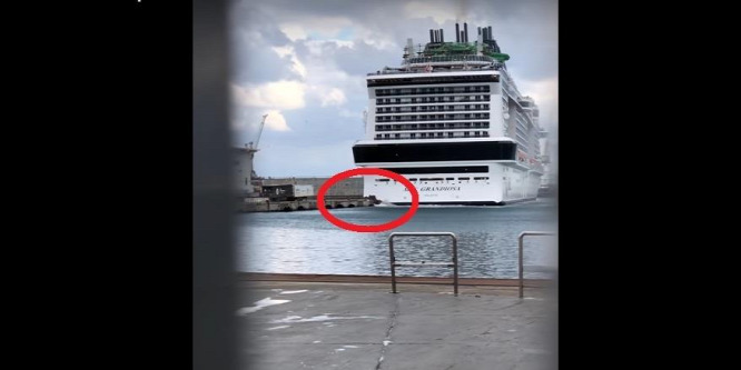 Nekiütközött a kikötőnek a vadonatúj tengerjáró – videó