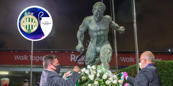 A Ferencváros és a Barcelona együtt koszorúzta meg Kubala László szobrát - kép