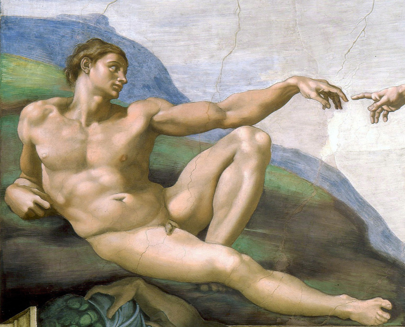 Ha a festményen szereplő alakok indokolatlanul izmosnak akkor valószínűsíthetően egy Michelangelo festményt látsz