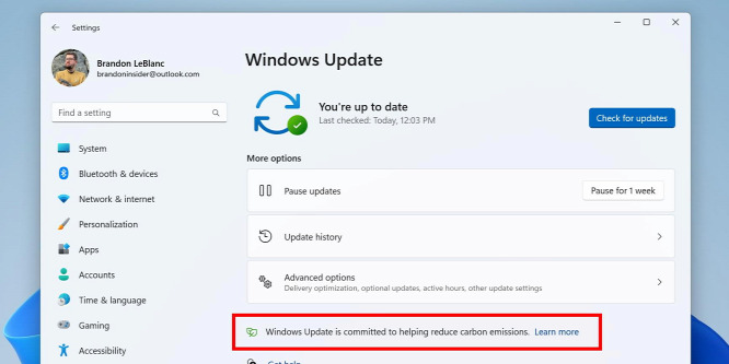 Zöld energiát használna a Windows Update