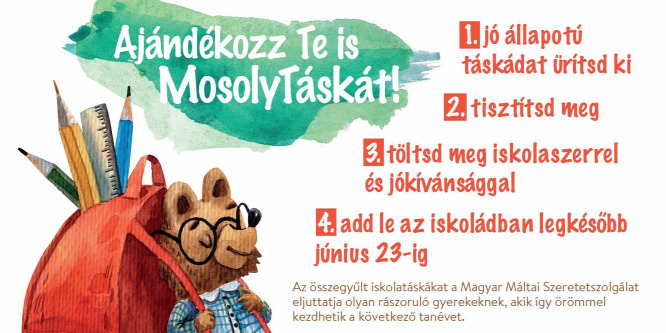 Hátizsákból MosolyTáska: tanév végi jótékonyságra hív a PontVelem Okos Program