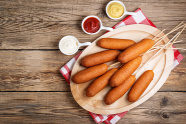 Street Food Otthon A Corn Dog Jobb Mint A Hot Dog