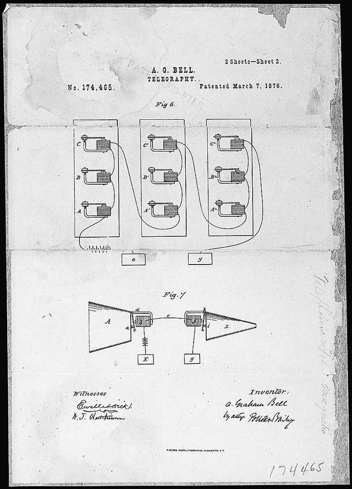 Alexander Graham Bell telefonjának szabadalmi rajzaKép: Wikimedia Alexander Graham Bell telefonjának szabadalmi rajzaKép: Wikimedia
